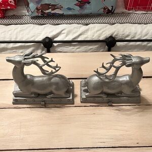 Silver Reindeer Stocking Holders